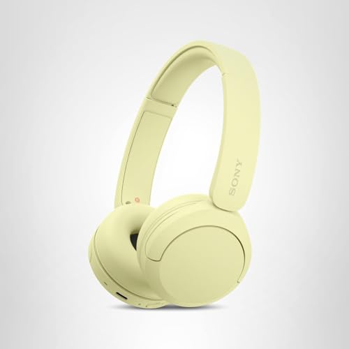 Sony WH-CH520 Auriculares inalámbricos Bluetooth supraaurales con micrófono y hasta 50 horas de duración de la batería con carga rápida, amarillo mantequilla