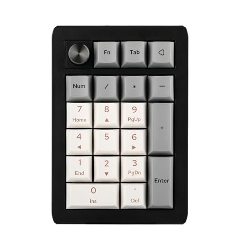 EPOMAKER EK21 VIA Gasket Number Pad with 1000mAh Battery, BT 5.0/2.4GHz/Wired Hot-Swap Numpad with Aluminum Alloy knob, Programmable for Win/Mac/Gaming (Black Silver, Wisteria V2 Switch)