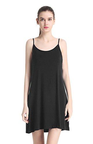 Women Lingerie Sleepwear Chemises Full Slip Babydoll Nightgown Dress(Black,S) - Thumbnail 2