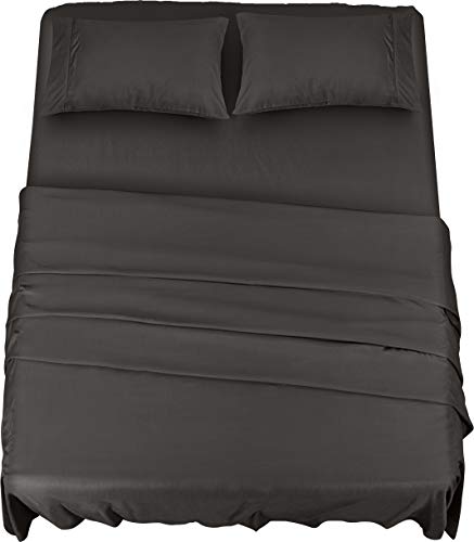 Utopia Bedding Bed Sheet Set - 4 Piece Full Bedding - Soft Brushed Microfiber Fabric - Shrinkage & Fade Resistant - Easy Care (Full, Dark Grey)