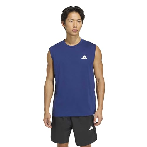 adidas Men's Workout Essentials Feel Ready Sleeveless T-Shirt, Dark Blue, XX-La…