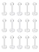 FUNRUN JEWELRY 15PCS 16G Acrylic Lip Rings Labret Nose Studs Piercing Labret Monroe Nose Studs Ear Tragus Helix Earring 3mm Ball 8mm Bar Length