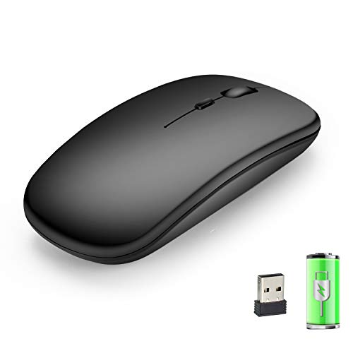 DragonPad Wireless Computer Mouse, 2.4G Wireless Rechargeable Charging Mouse Ultra-Thin Silent Opto-Electronic Mouse for Office Notebook PC Black