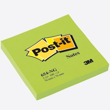 Post-it bloc 6 gama neón76x76 mm verde