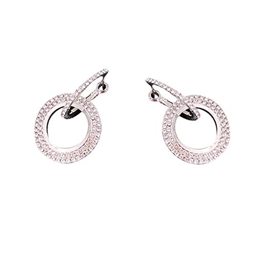 Clearance Deal! Hot Sale! Earring, Fitfulvan 2018 Women Jewelry Rhinestone Austria Crystal Pendant Hoop Earring (Silver-1) - Thumbnail 6