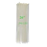 Long Heavy Duty 26 Inch Nylon Zip Cable Ties Clear-Large 200 LBS Tensile Strength-Heavy Duty Industrial Durable Strong Cable Ties- 50 Pack - Indoor Outdoor Garden Ties Use(26",200LB, White)