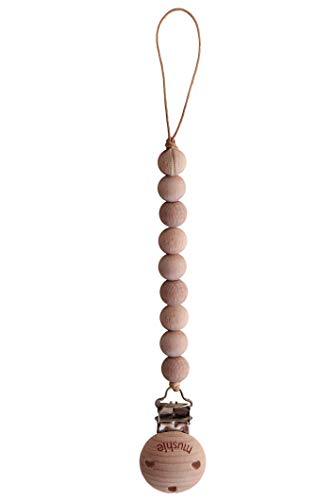 Mushie Pacifier Clip Holder | Handmade in The USA | Cleo (Wood)