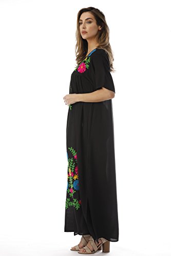 Riviera Sun Long Embroidered Dresses for Women 21861-BLK-L Black