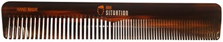 Hair SituationMen’s Styling Comb – Fine & Wide Tooth Handmade Barber-Grade Comb for Hair, Beard & Mustache – Ideal for Thick, Curly, or Fine Hair – Slicked-Back, Pompadour, Undercut & Quiff Styles