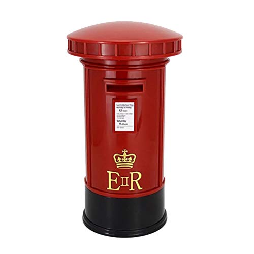 Vosarea Night Light Piggy Bank British Pillar Box Vintage Piggy Bank with High Capacity Coin Money Safe Box