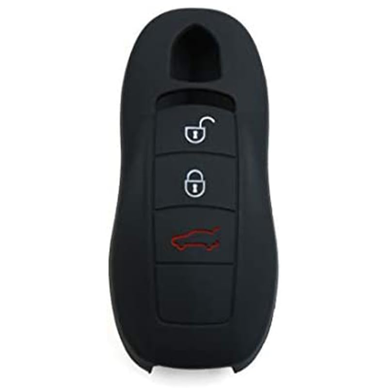 MACHSWON Black Silicone Keyless Entry Car Remote Key Fob Case Cover Protector Key Shell for Porsche Macan Panamera Cayenne