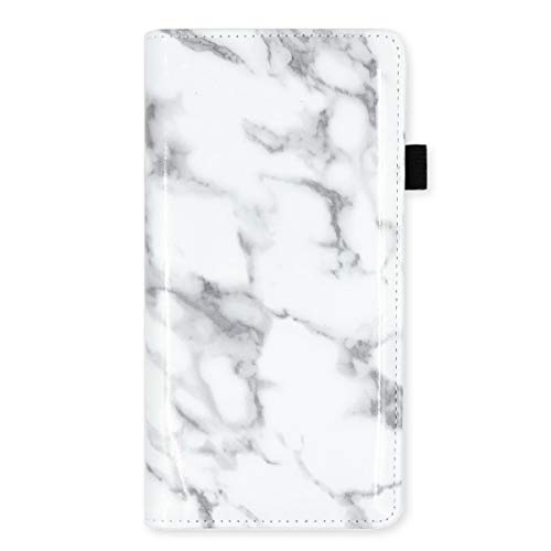 Menesia White Marble Leather Checkbook Cover for Men & Women RFID Check Book Holder Wallet