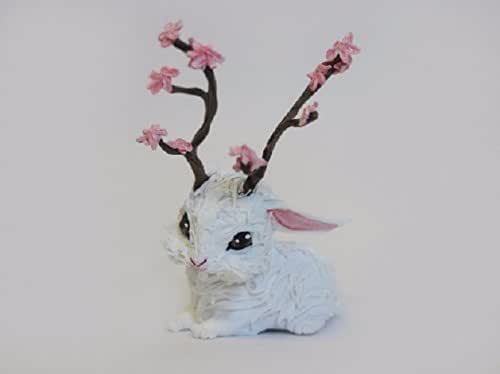 Amazon Figurine Bunny With Flower Horns rabbit With Antlers white 