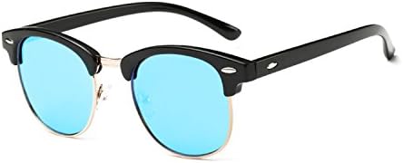 Cynefin Lightweight Retro Semi Rim Mirror Lenses Polarized Sunglasses – Blue