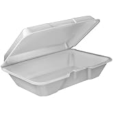Dart DCC 205HT1 Foam Hinged Lid Carryout Container 9.25 in. x 6.38 in. x 2.88 in.