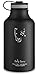 Swig Savvy Vacuum Insulated Stainless Steel Double Wall Wide Mouth Sports Water Bottle with Storage Sleeve, 64 Ounces, Black