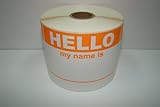 500 3.5x2.375 Orange Hello My Name Is ID Tag Badge Labels Stickers
