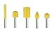Set of 5, 1/4 inch Shank, Ball Nose, Cylinder, Flame, Sphere, Fine Grit, Yellow - End mill & Carbide Burr Kit by Saburr Tooth - Rotary, Shank, Wood, Power carving & cutting tools 