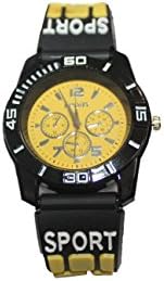 Om Laxmi Om Sales Black Yellow Color Round Shape Sport Digital Led Watch