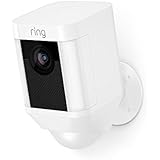 Ring Spotlight Cam Battery HD Security Camera with Built Two-Way Talk and a Siren Alarm, White, Works with Alexa