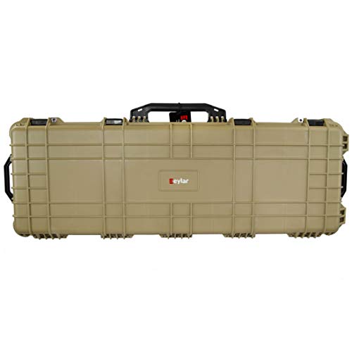 Eylar 44 Inch Protective Roller Tactical Rifle Hard Case with Foam, Mil-Spec Waterproof & Crushproof, Two Rifles Or Multiple Guns, Pressure Valve with TSA Approved Lockable Fittings Tan