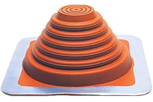 Fasteners Plus #5 Square Silicone Metal Roof Pipe Flashing Boot - Fits 4" - 8-1/4" Pipe OD - Red (Made in USA)