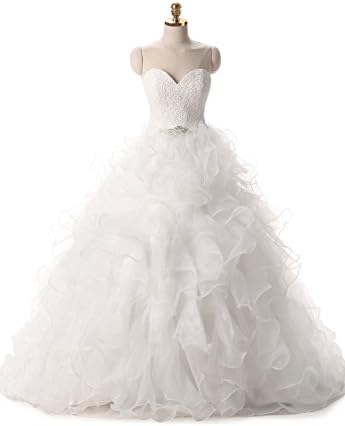 Queen Dress Women's Ruffles Beaded Organza Ball Gown Wedding Dresses 2016 US 17