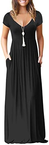 MELANSAY Maxi Dress for Women, Deep V Neck Womens Long Sleeve Loose Plain Long Maxi Casual Dresses Pockets