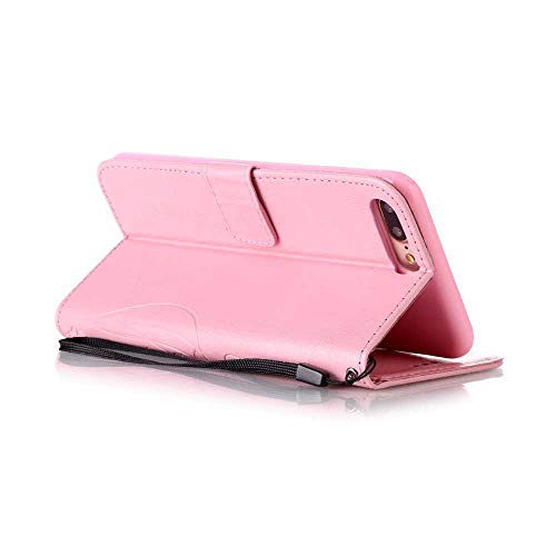 iPhone 7 Plus / 8 Plus Case, UNEXTATI Wallet Case Leather Cover for Apple iPhone 7 Plus / 8 Plus, Premium Flip Protective Case with Card Holder, Kickstand, Wrist Strap (Pink #1) - Thumbnail 3