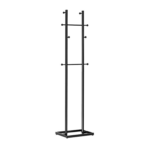 LANGRIA Standing Entryway Coat Rack, Black And White (8 Hooks) on