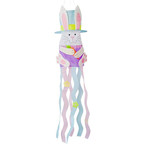 OUTOUR Easter Bunny Pascha Resurrection Sunday Fabric Windsock Wind Sock Hanging Decorations 49" Flag for Garden Patio Lawn Backyard Home Yard Porch Balcony Outdoor Decor Party Supplie