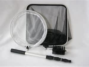 Pond Cleaner Koi Pond Cleaning Maintenance Care Kit, 4-in-1 Net Set Includes String Algae Scrubbing Brush Skimming Fish Catching 6 Ft Telescopic Pole Full Arm Glov Telescoping Fishing Pole