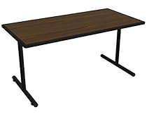 Nomad by Palmer Hamilton ATTGO293060-MWBLKSM Fixed Leg Standard Weight Aero GO T-Base Table with Built in Casters, Black Frame, Black Smart Edge, Rectangular, 60