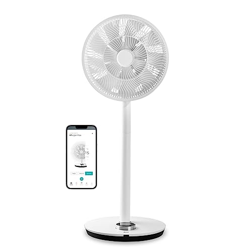 Duux Whisper Flex Smart Ventilateur Sur Pied À Hauteur Réglable 51-88 Cm 26 Vitesses Très Silencieux 13 Db Mode Nuit Efficacité Énergétique 2 W Sans Batterie Blanc