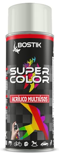 BOSTIK Super Color Aluminio Blanco RAL 9006 - Pintura en Spray Acrílica para Uso Profesional y Doméstico, Multiusos, Secado Rápido, Acabado Brillante, Interior y Exterior, Bote 400 ml