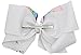JoJo Siwa Large Cheer Hair Bow for Girls - White Rainbow with Gold Unicorn
