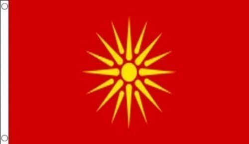 5ft x 3ft (150 x 90 cm) Macedonia Macedonian Old Vergina Sun 100% Polyester Material Flag Banner Ideal For Pub Club School Festival Business Party Decoration by UKFlagShop
