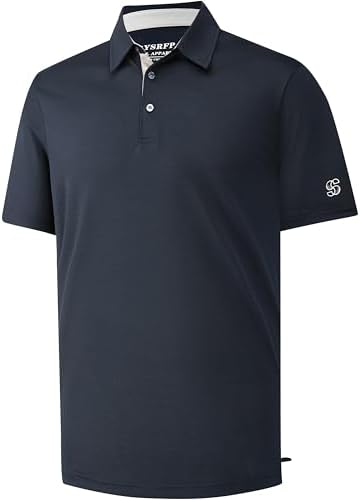 Men's Zipper Polo Short Sleeved Classic Fit Outdoor Golf Shirt
