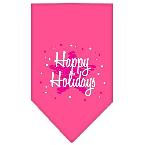Mirage Pet Products Scribble Happy Holidays Screen Print Bandana for Pets, Larg…