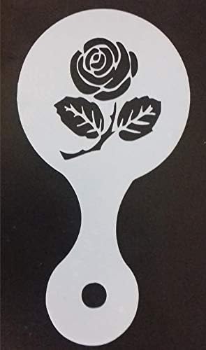 2 x English Rose Coffee/Cappuccino Stencils Reusable Many Times Present Gift Fundraising Cafe Pub Restaurant England English Rugby 6 Nations Football Flower Euros - Image 3