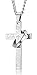 FIBO STEEL Stainless Steel Mens Womens Cross Necklace Bible Pendant, 24 inches Silver-Tone