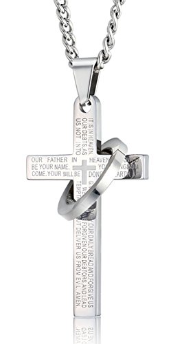Fibo steel stainless steel mens womens cross necklace b…