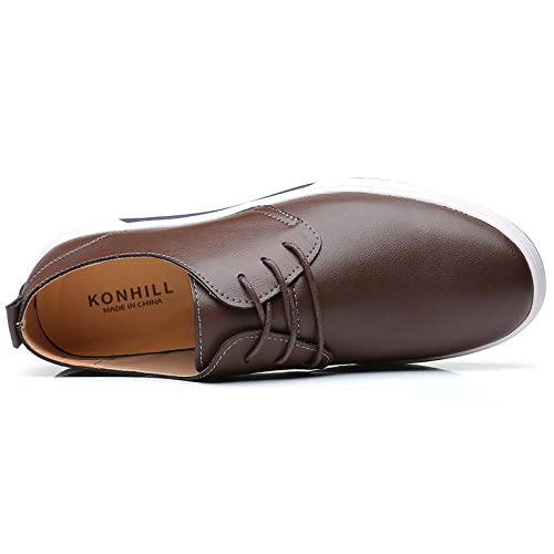 konhill Men's Casual Oxford Shoes Breathable Flat Fashion Laceup Dress