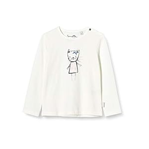 Sanetta Shirt ivory meisjes Shirt met lange mouwen voor meisjes in off-white met schattige Emma the cat print op de…