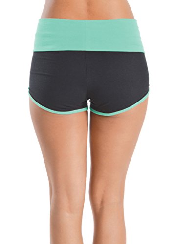 Women Active Sports Tops T-shirt and Dolphin Mini Shorts-YP-MintSmall