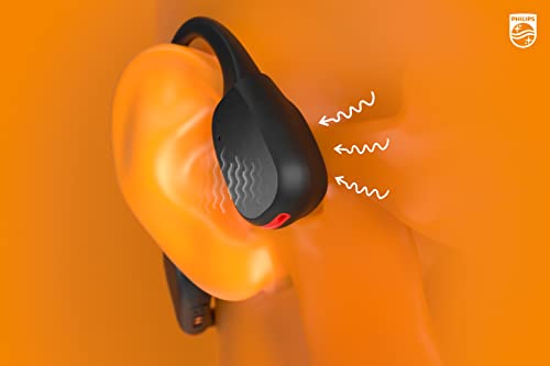 PHILIPS A7607 Bone Conduction Headphones,Wireless Bluetooth Open-Ear Headphones Sound,AI mics,Noise Reduction,9-Hour Battery,Fast Charging,LED Safety Lights,IP66,App Control,Black