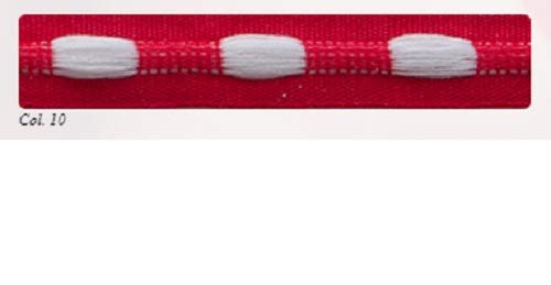 Berisfords Bobble Ribbon, Scarlet/White, 10mm