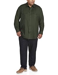 Camisa de franela sólida de manga larga grande y alta para hombre   Essentials ajustada por DXL