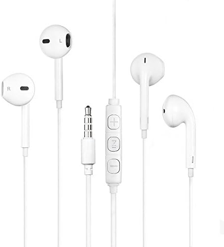 Mugmee premium earphones Earbuds with Built in Mic and Volume Control for Apple, iPhone, iPad, Samsung Galaxy and More, 2 Piece