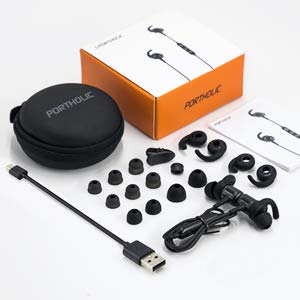 PORTHOLIC Écouteurs Bluetooth Oreillette Bluetooth 4.1 magnétique,Sport Casque Bluetooth sans Fil -IPX6 Étanche- avec Microphone intégré pour iPhone,Samsung,Android téléphones et Tablettes